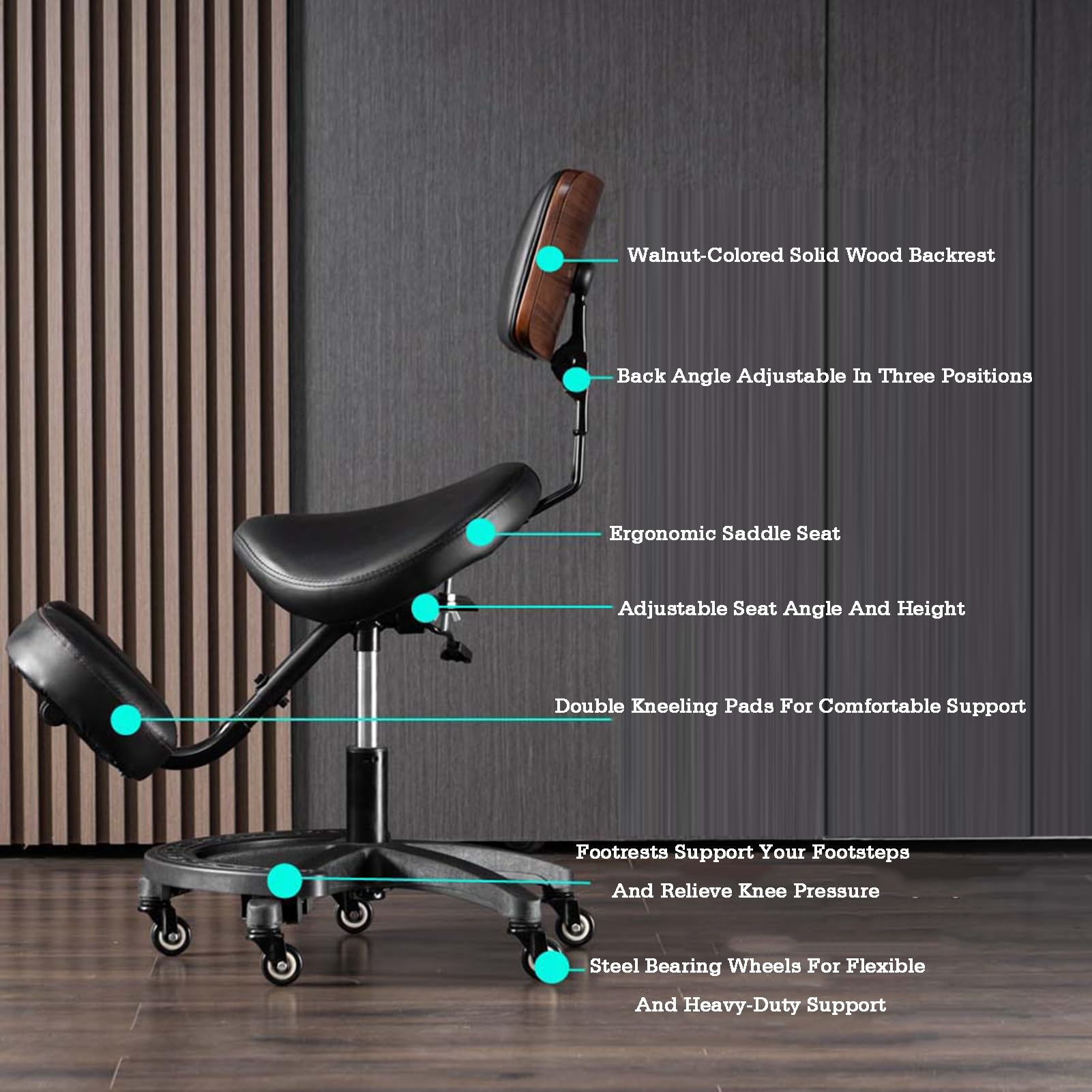 Genérico Silla ergonómica Profesional de Rodillas, con Equilibrio Variable, Altura Ajustable for Mejorar la Postura y la circulación de Las piernas.