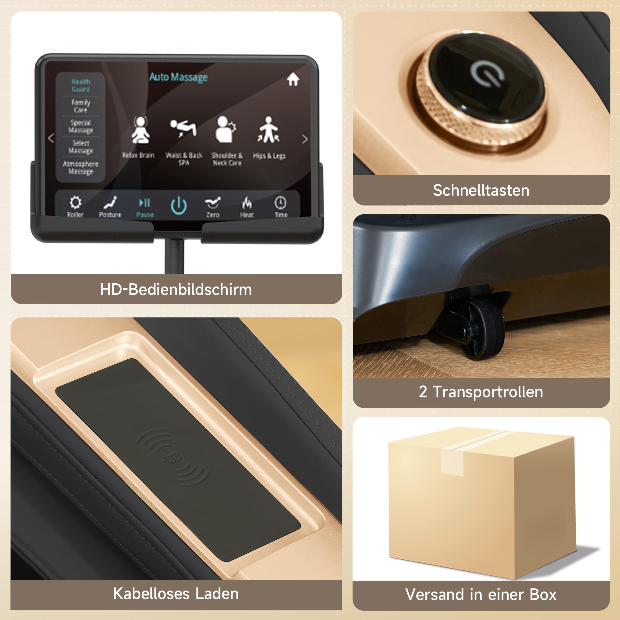 Real Relax 4D-Massagesessel,Ganzkörper-Shiatsu-Massage-Stuhl,Massageliege mit SL-Track,Yoga-Stretching,UI-Touchscreen,Fußrollen,Heizung,PS5200,Schwarz
