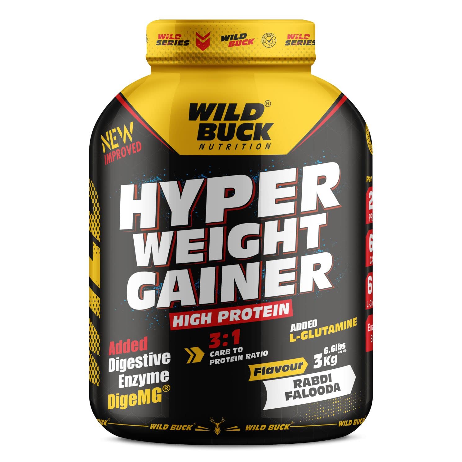 WILD BUCK Hyper Weight Gainer Powder High Protein Muscle Mass & Weight Gainer With L-Glutamine & Digestive Enzymes For Muscle Gain | Whey Protein For Men & Women [Strawberry Milkshake, 1 Kg / 2.2 Lb] — Amazon image 20