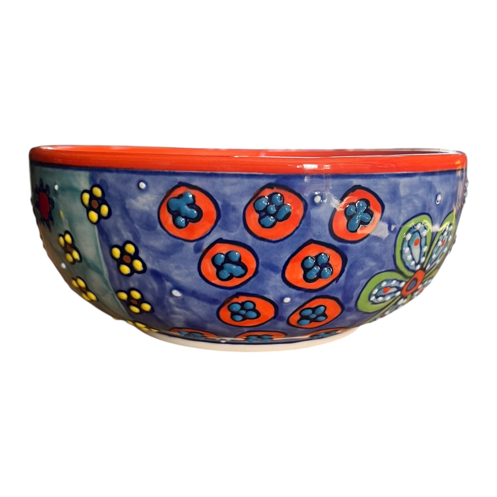 Gall&Zick Schüssel 19cm Durchmesser Salatschüssel aus Keramik handbemalt (Orange)