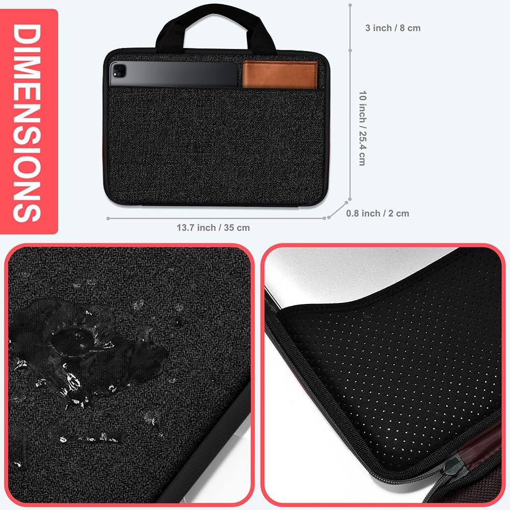 HSEOK Estuche para Computadora Portátil de 13,3" 14", Maletín de Mano Compatible con MacBook Pro de 14", MacBook Air/Pro 13,3" y Portátiles de 13" a 14",Negro