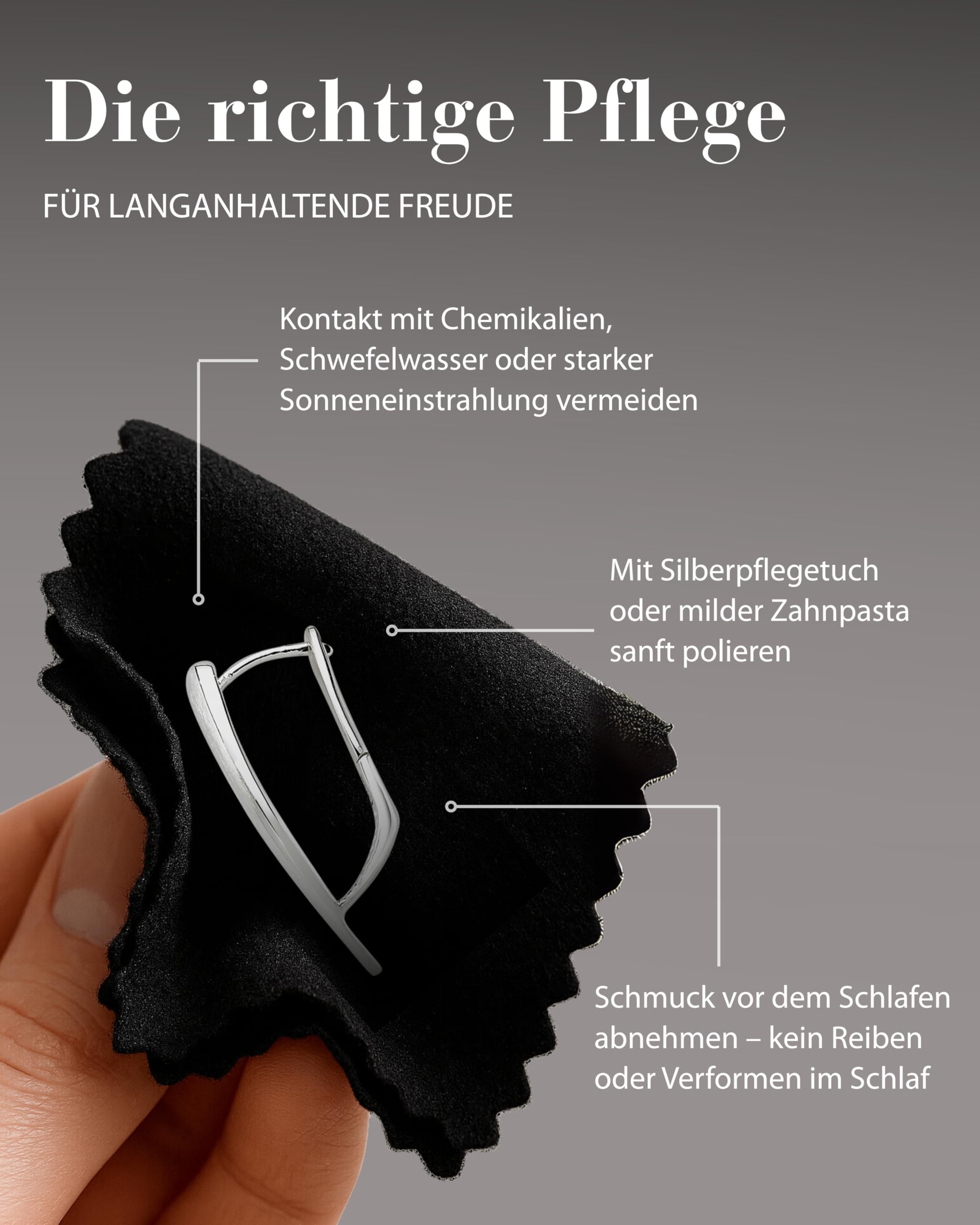 Vinani Damen Ohrringe 925 Silber - Klapp-Creolen Ohrring Set für Frauen aus 925 Sterling Silber abstrakt mattiert glänzend CQU