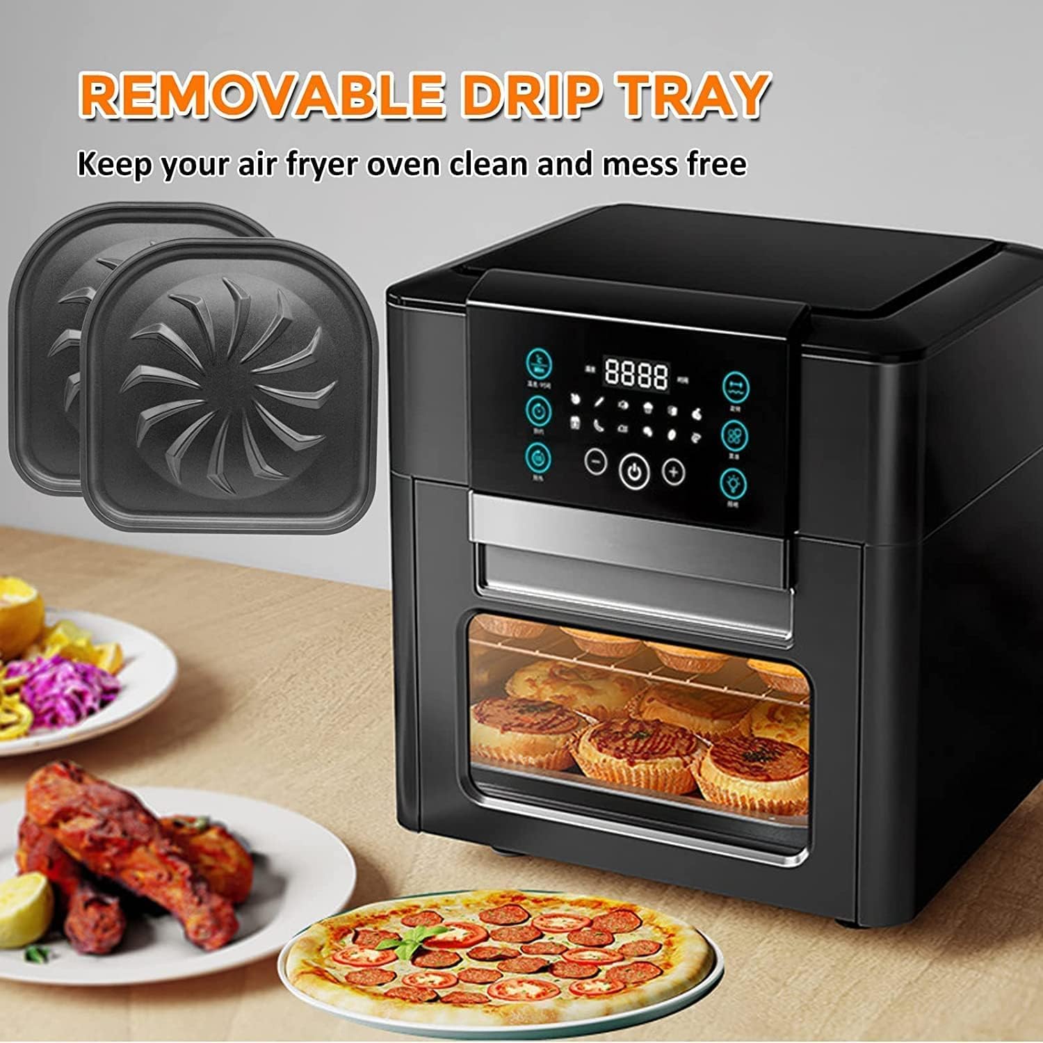 2PCS Air Fryer Drip Pan for PowerXL Air Fryers, Upgraded Oil Drip Tray Replacement Parts for 6QT, 10QT PowerXL Vortex Air Fryer Pro Oven, Non-stick, Dishwasher Safe