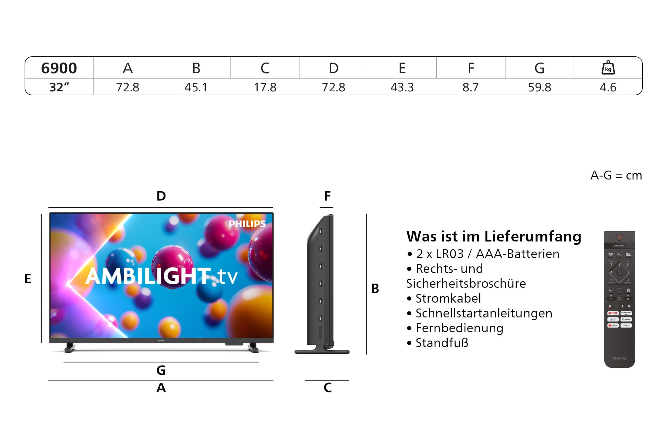Philips 32PFS6900 HD LED Smart TV - 32 Zoll Display mit Pixel Plus, Titan OS Plattform Und Dolby Digital Sound - Funktioniert Mit Alexa Und Google Sprachassistent