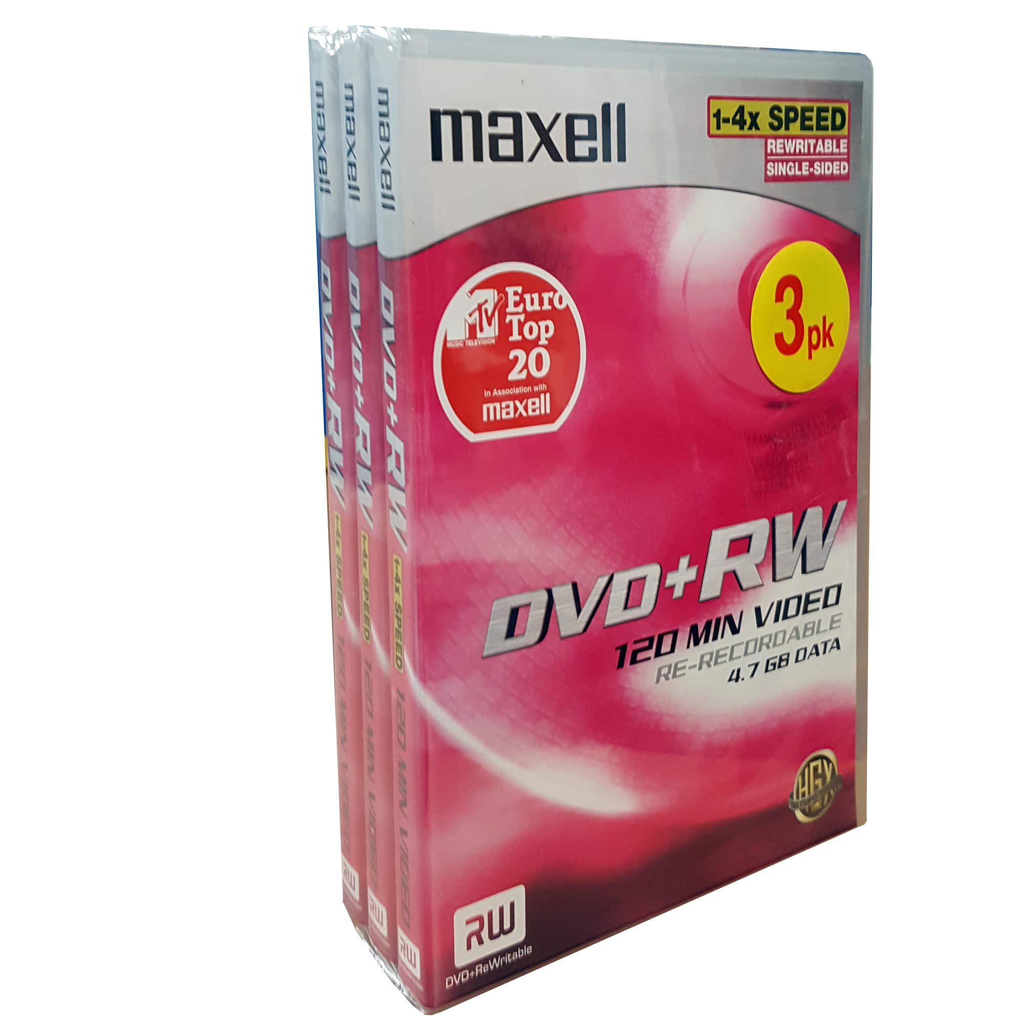 Maxell DVD+RW RE-RECORDABLE 12PACK IN LIBRARY - 12 X 120 MIN VIDEO - SINGLE SIDED- HIGH PERFORMANCE DIGITAL SOUND & VISION