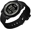 Timever Digital Watch, Men's, Thin, Lightweight, Comfortable, Waterproof, LED Watch, Alarm, Sports Watch, Stopwatch Function, Easy to Read, Japanese Instruction Manual Included, Black