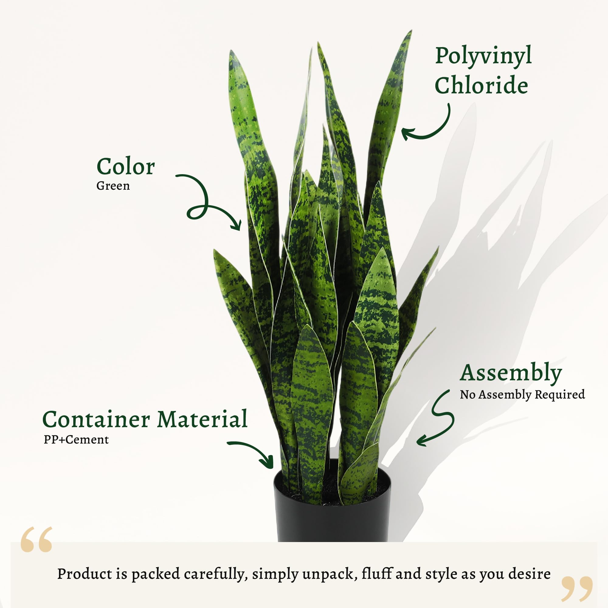 Amazon.com: KOL 3ft 2-Pack Artificial Snake Plant - Thick Lifelike Leaves,  Faux Silk Sansevieria for Indoor Home & Garden Decor, 35in Potted Fake  Mother-in-Law's Tongue Plants, Green : Home & Kitchen