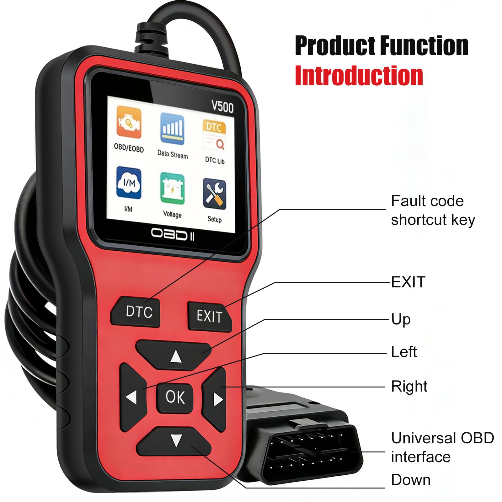 OBD2 Auto Diagnostica,OBD Scanner per Controllo Motore Auto Diagnosi Tester Batteria Auto, Cancellazione Spia Motore Supporta 8 Lingue e 9 Protocolli, Compatibile Tutti Modelli OBDII