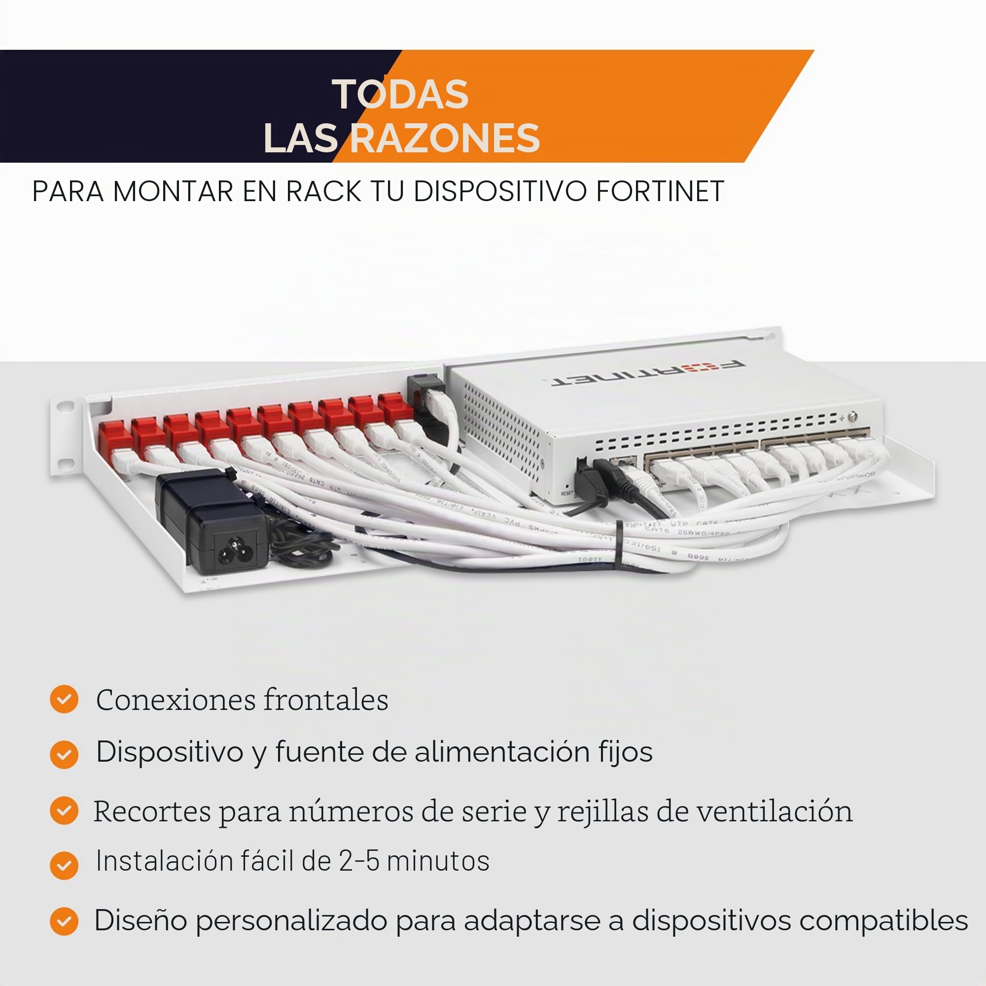 Rackmount.IT |RM-FR-T10| Kit de montaje en rack para FortiGate 60E / 61E