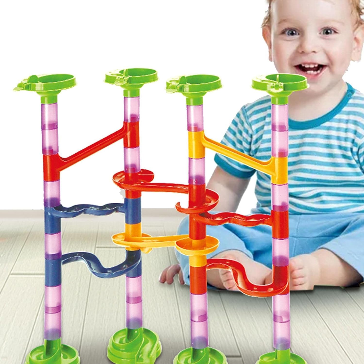 Peegsan 2 Pcs MarmorSpiel,142teiliges Marble KugelbahnSet 3D