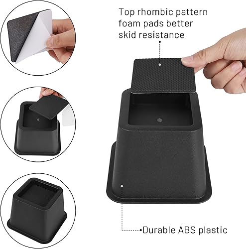 Miniatura 3 de BTSD-home Juego de 4 elevadores de cama de 3 pulgadas para sofá y sillón, ideales para almacenamiento debajo de la cama, juego de 4