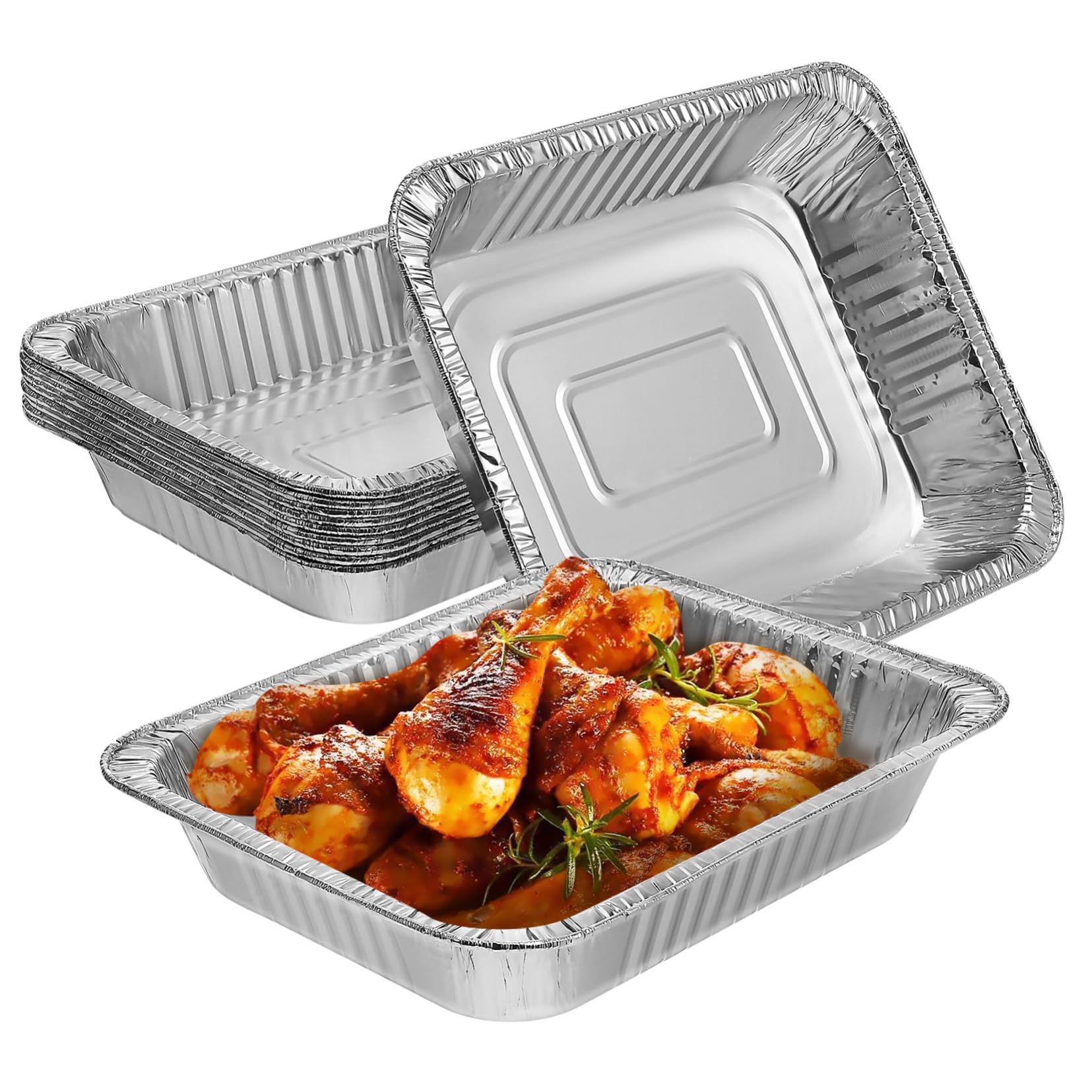 Bandejas Desechables de Aluminio Profundas 10 Unidades para Hornear y Asar Resistente a Altas Temperaturas Uso Doméstico y Catering