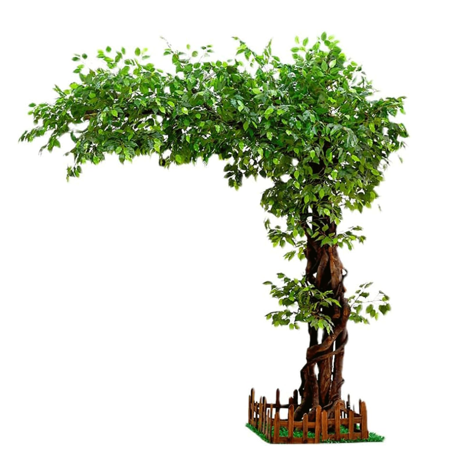 GLJTUO fake tree 150cm/4.9ft Fake Tree Artificial Banyan Tree With Real Wood Stems And Lifelike Leaves Simulation Tree For Indoor Outdoor Realistic Design