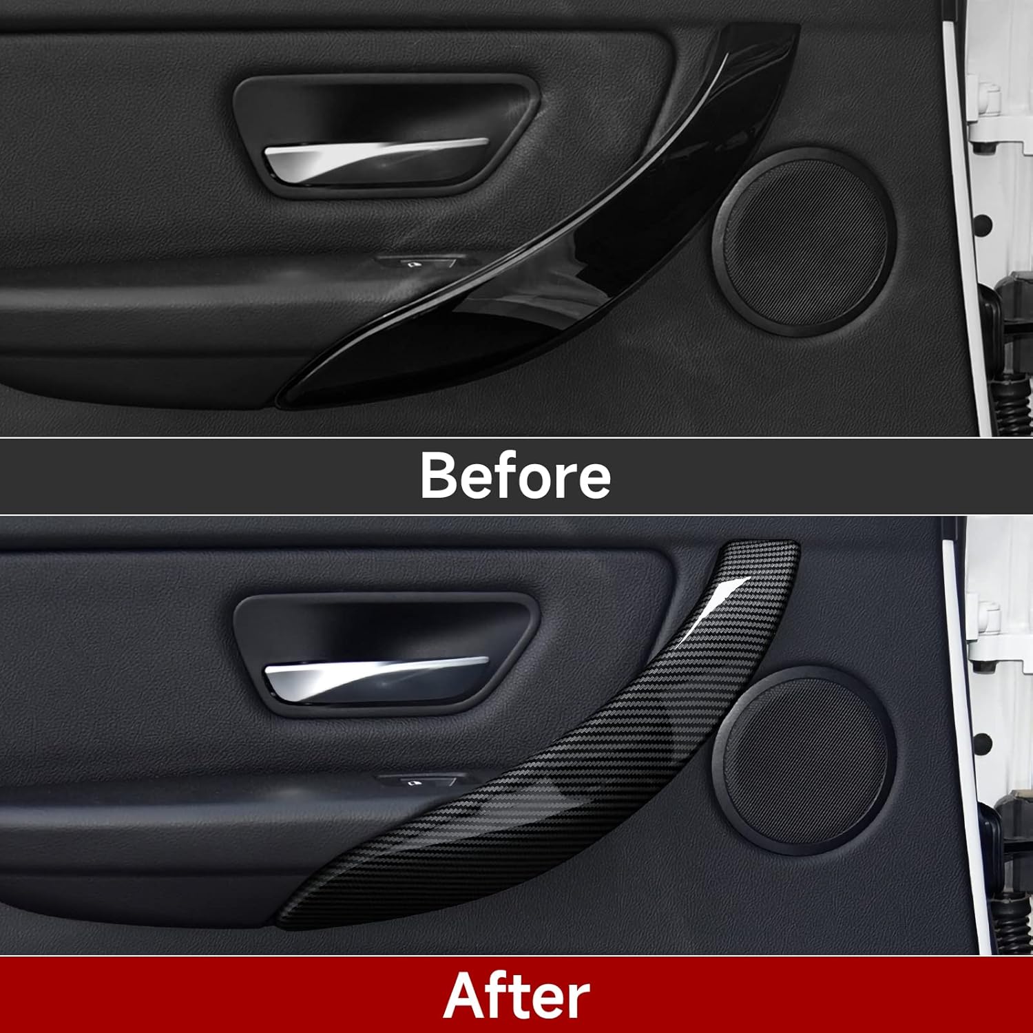 2PCS Car Handles Cover Sticker Decal Carbon Color ABS Trim fits for BMW F30 F31 F34 3GT F32 F33 F36 3 4 Series Accessories