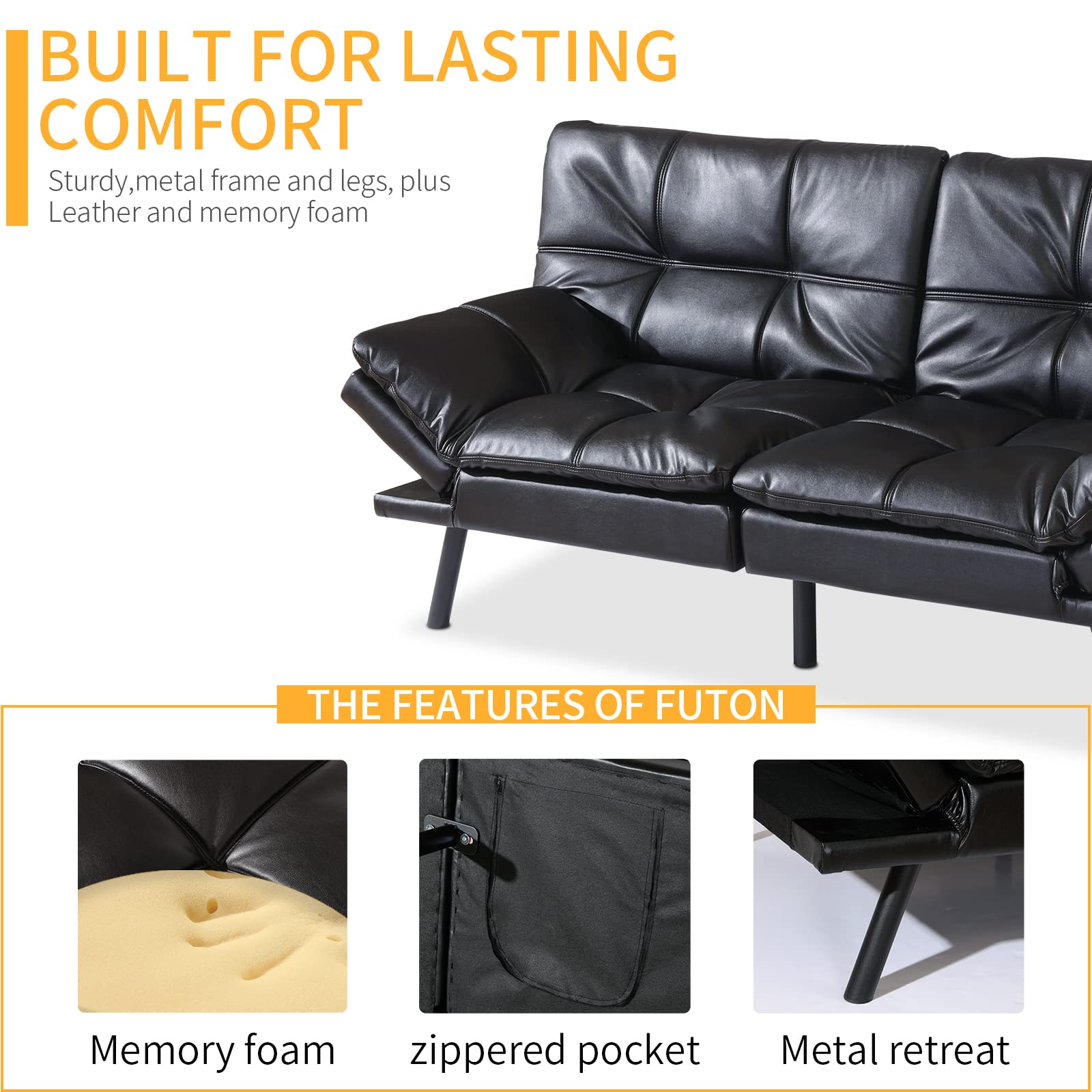 Futon Sofa Bed,Sleeper Sofa Bed Couch for Living Room,Modern Futon
