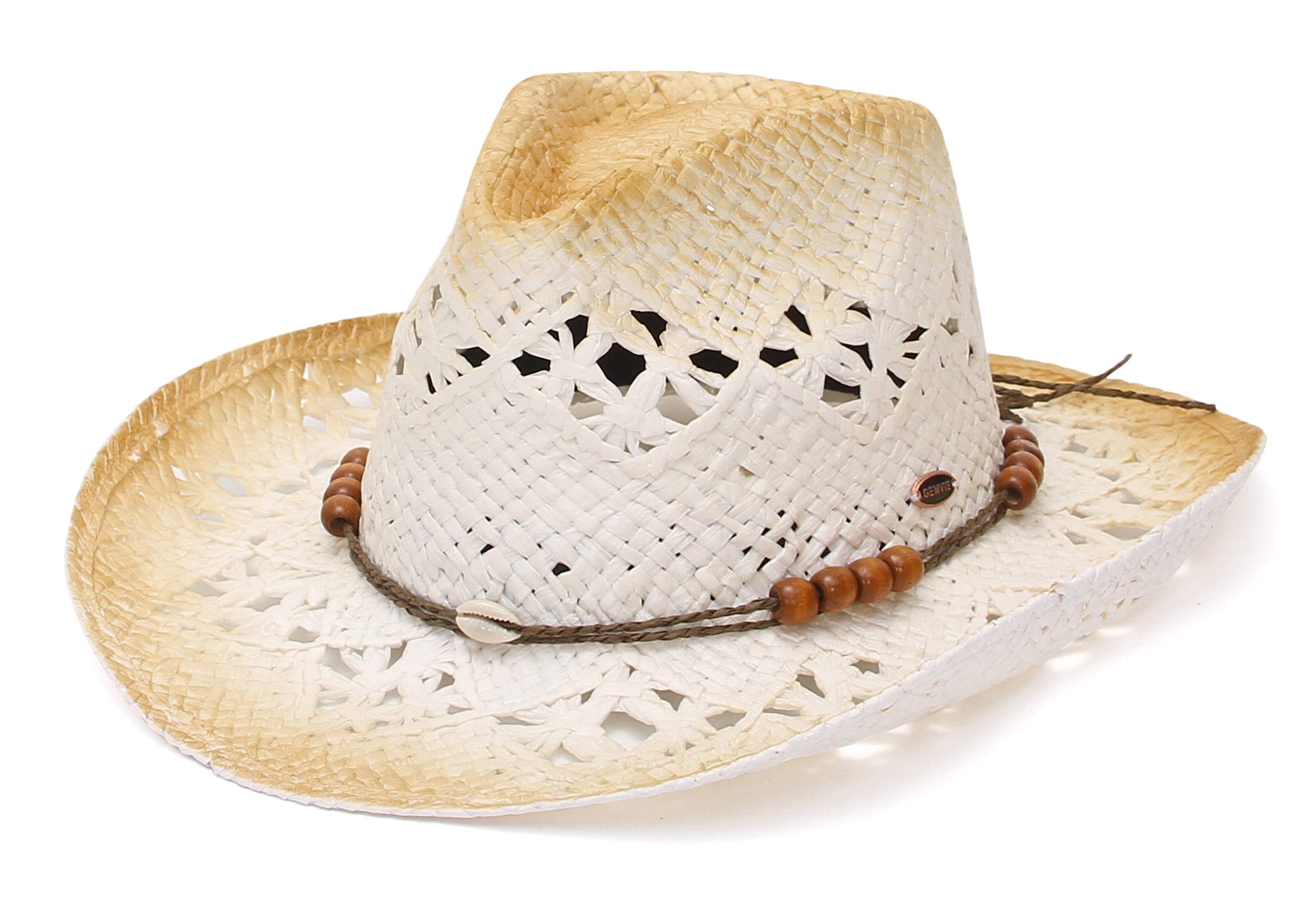 GEMVIESombreros Hombre Verano Sombrero de Paja ala Ancha Tanspirable del Sol Aire Libre Sombreros Vaqueros Cowboy Americanos