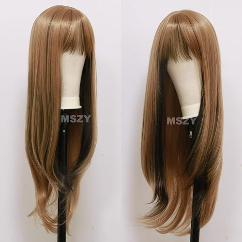 Miniatura 10 de mszyhuwan Pelucas sintéticas onduladas con reflejos rubios platinados color marrón degradado para mujer peluca de encaje frontal HD fibras