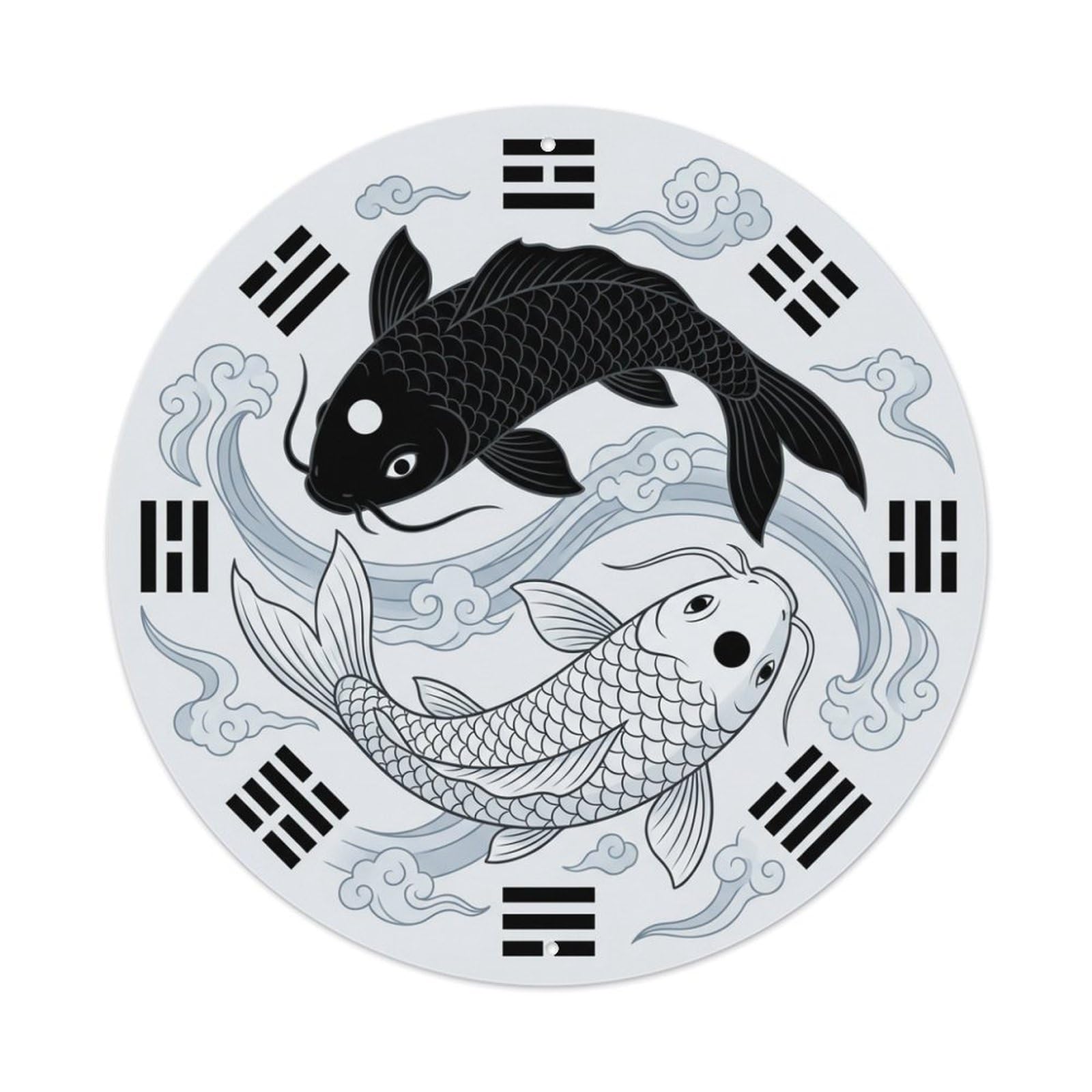 Tgrcjimh Style Metal Tin Sign Tai Chi Koi Fish
