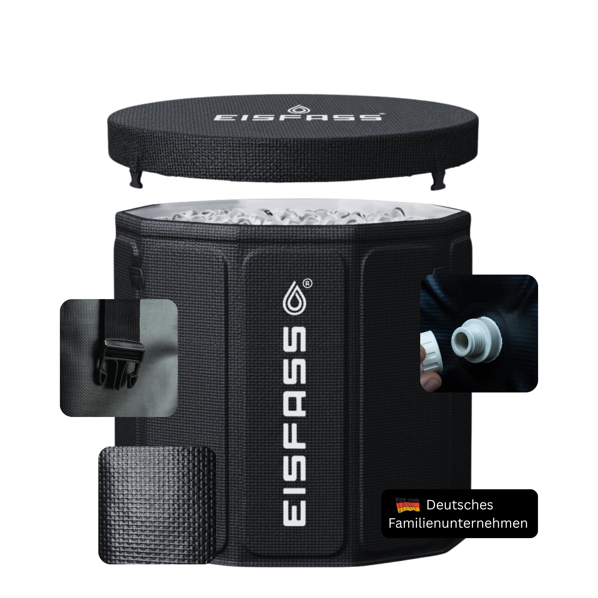 Eisfass® Easy Premium Eisbad für Zuhause – ausklappen, befüllen & loslegen | faltbare Eistonne mit Deckel & Isolierung | ideal für Kältetherapie, Sommer-Abkühlung, Anfänger & Sportler