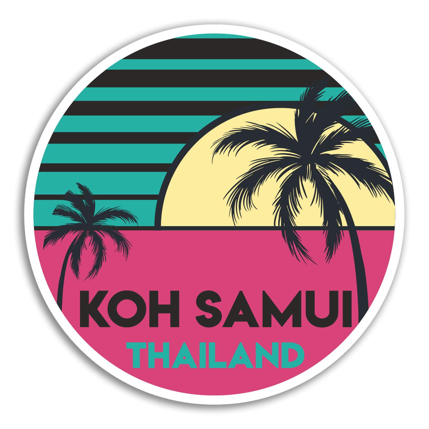 Destination Vinyl Ltd Multi 2 X 10Cm Koh Samui Vinyl Stickers - Thailand Pink Sticker Laptop Luggage #18531 (10Cm Wide)