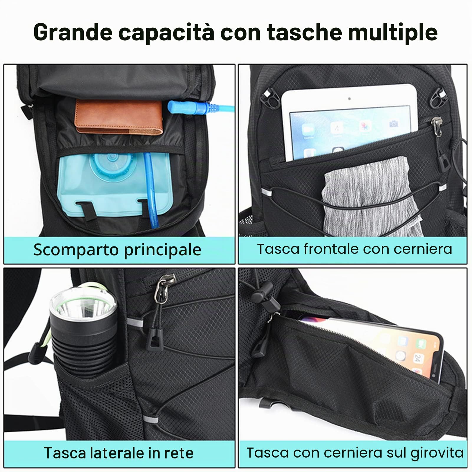 Lixada 8L Zaino da Ciclismo,Zaino da Bici Leggero Borsa da Viaggio per Sport all'Aria Aperta per Escursionismo, Ciclismo, Trekking, Campeggio e Maratona