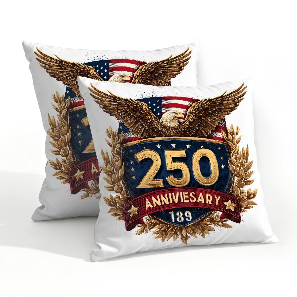 Outdoor Pillow Covers Waterproof Pillowcases 20x20in Set of 2 4th of July 250th Anniversary Eagle Decorative Throw Cushion Case for Couch Sofa Garden Patio Furniture