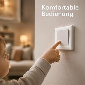 Euro Classic Flush-Mounted Light Switch, 1-Pin Off Switch, Rocker Switch On/Off, 16A/250V, White, with Frame, Wall Light Switch for Indoor, Living and Office Spaces