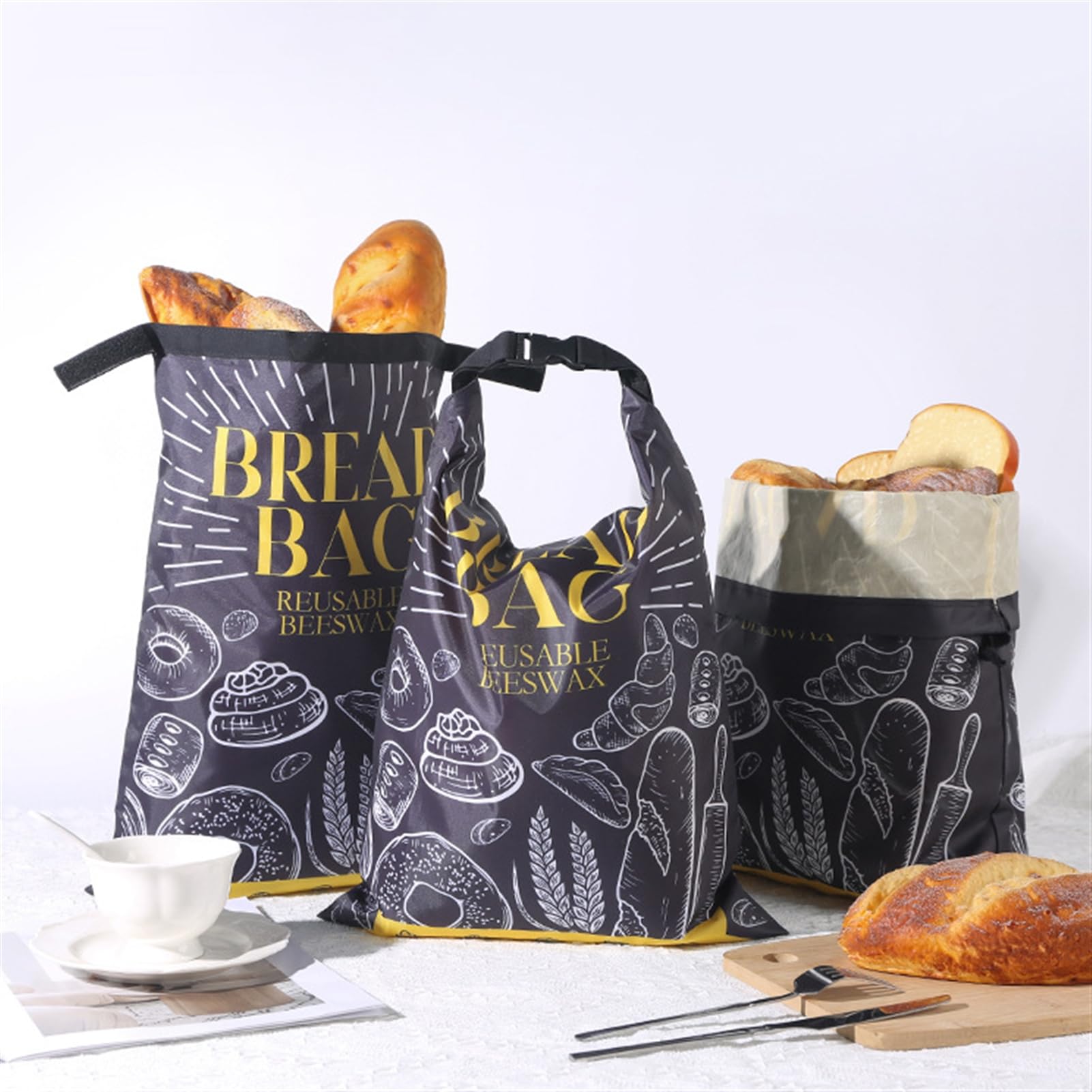 2 Bolsas Reutilizables de Pan 43 x 31 cm, Doble Capa Impermeable y Rsistente Al Aceite Grado Alimenticio para Masa Madre
