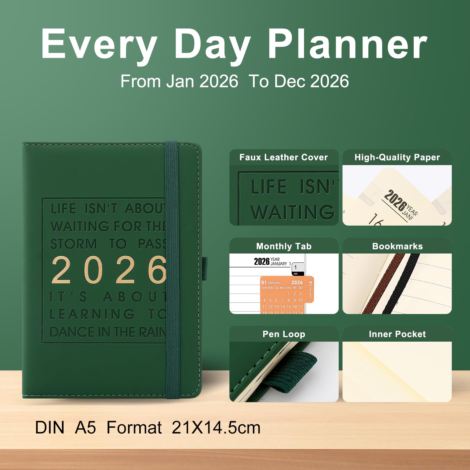 Dagelijkse Planner 2026, Academische Agenda Dag Per Pagina, Van Januari 2026 Tot December Beste Kalender Om Productiviteit Dankbaarheid Te Stimuleren Dagboek Persoonlijke 3303656132
