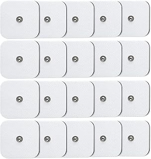 TENS Unit Pads Electrode Patches, 20 Pcs Adhesive Electrodes for TENS Machine, Replacement Reusable Pads Self Adhesive Electrodes with 3.5 mm Snap-on for Pain Relief