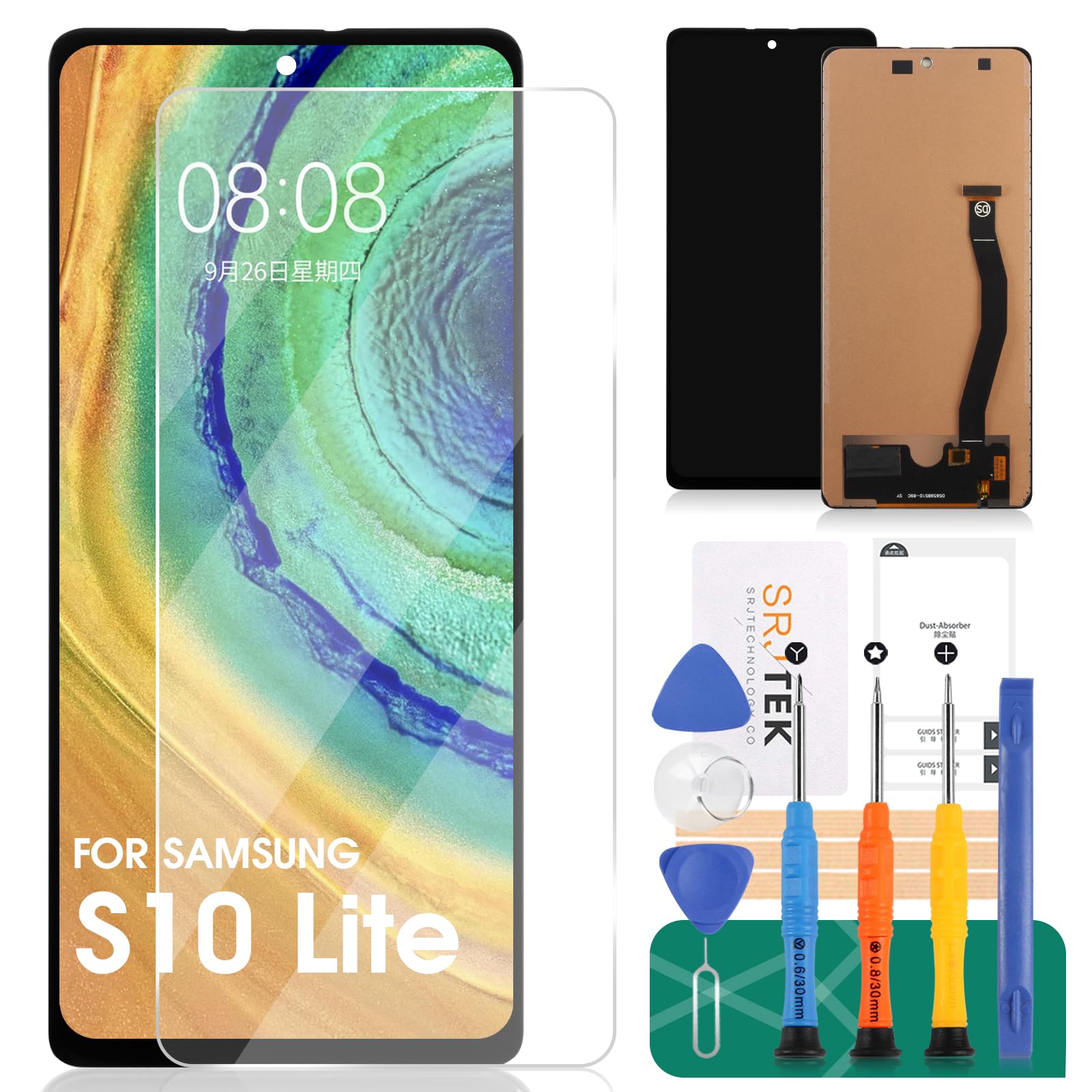 TFT for Samsung S10 Lite Screen Replacement for Samsung S10 Lite G770 LCD Digitizer Repair for Samsung Galaxy S10 Lite Display Touch Screen Assembly Replacement (Without Fingerprint Function)