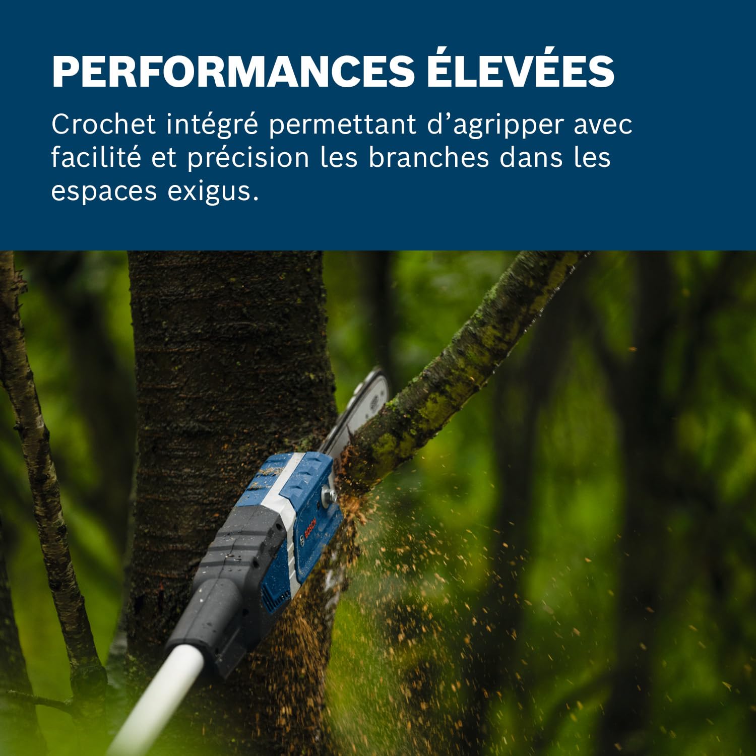 Bosch Professional 18V System Élagueuse télescopique GKE 18V-25 TP (jusqu'à 130 coupes par charge, tige télescopique 2,9 m, moteur sans balais, fourreau 25 cm, clé en T, sangle, sans batterie)