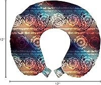 Vista 233 de Lunarable Teal Travel Pillow Neck Rest, Aquatic Fauna Theme Hand Drawn Style Various Starfish in Blue Shades, Memory Foam Traveling Accessory for