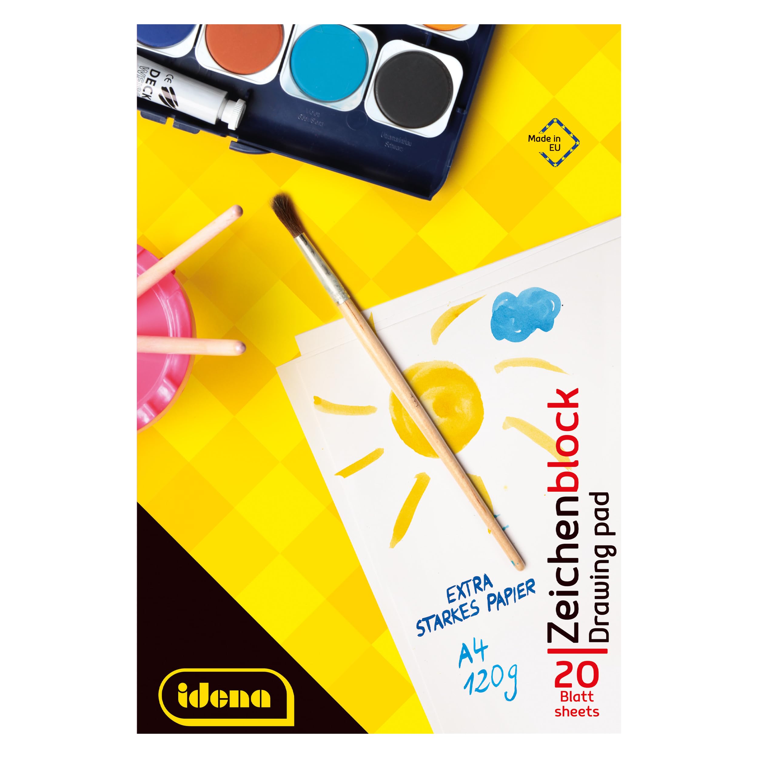 Idena 10387 - Zeichenblock, DIN A4, 20 Blatt, 120 g/m², 1 Stück