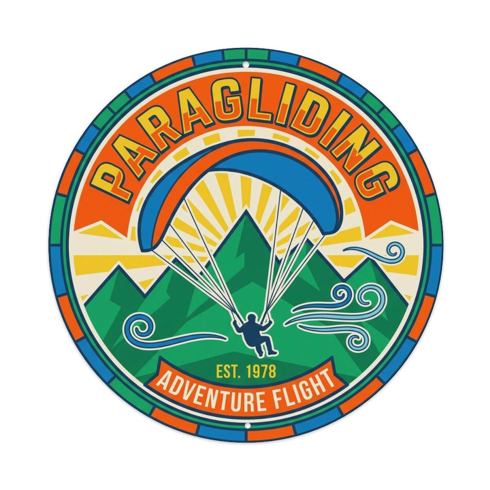 Vintage Paragliding Extreme Sports Badge Metal Tin Sign
