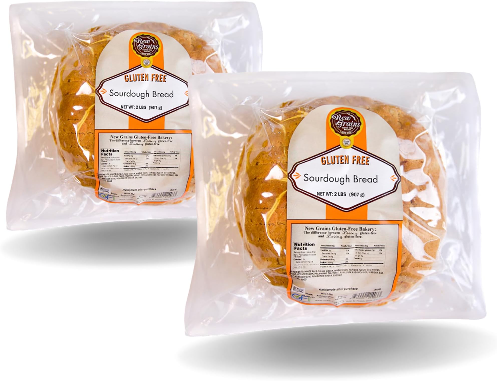 New GrainsArtisan Sourdough Round Bread | Gluten Free Bread, Delicious Sourdough Taste with Fluffy Chewy Texture and Crisp Tanned Crust | Bread Fresh for Simple Snacks and Tasty Sandwiches | 2 Pack