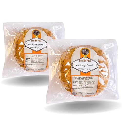New Grains Pan redondo de masa madre artesanal Pan sin gluten, delicioso sabor a masa madre con textura masticable esponjosa y corteza curtida