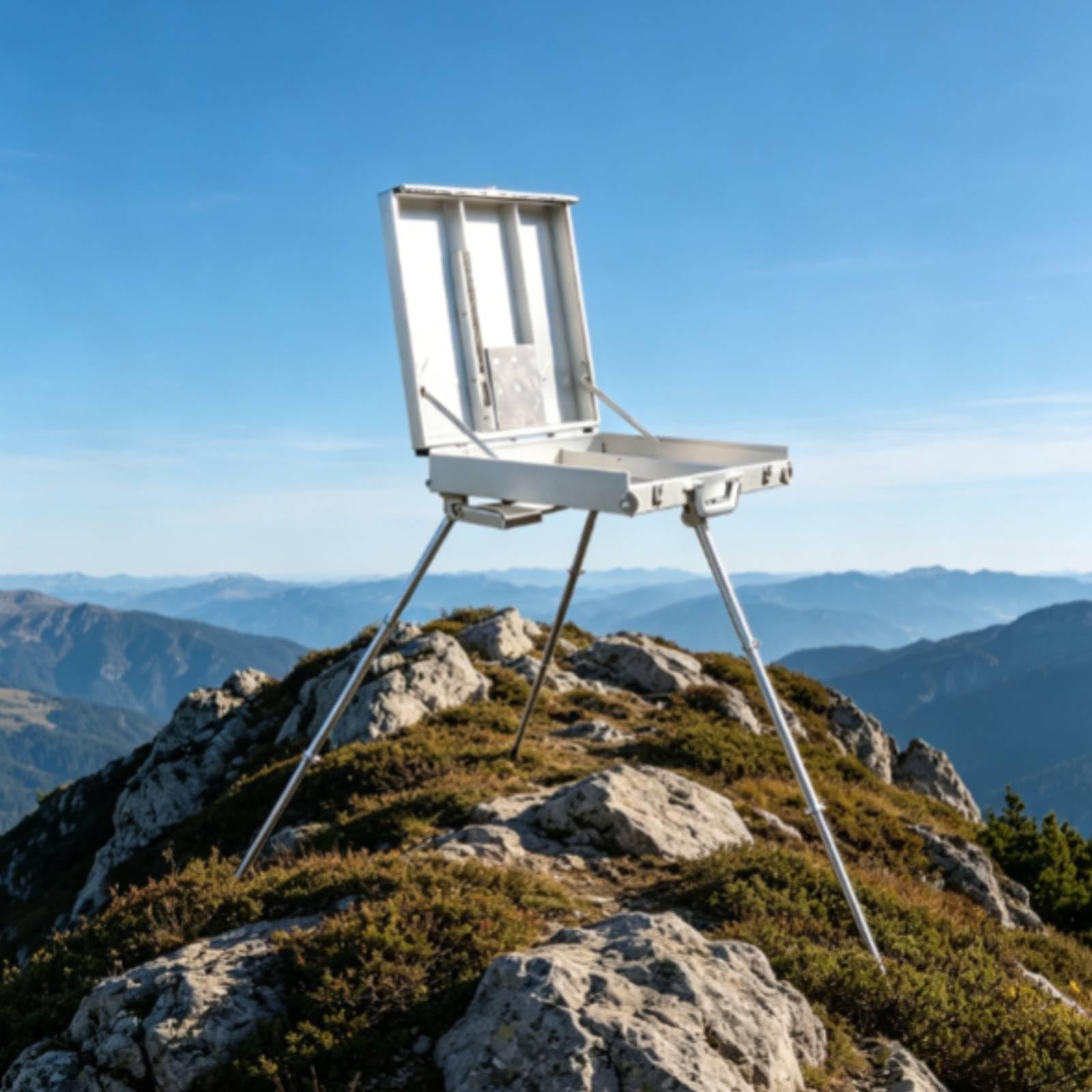 Zusammenklappbarer Malkoffer aus Robustem Aluminium mit Verstellbarem Stützbein-system für Künstler Praktischer Skizzenkasten mit Scharnierdeckel Und, Silber