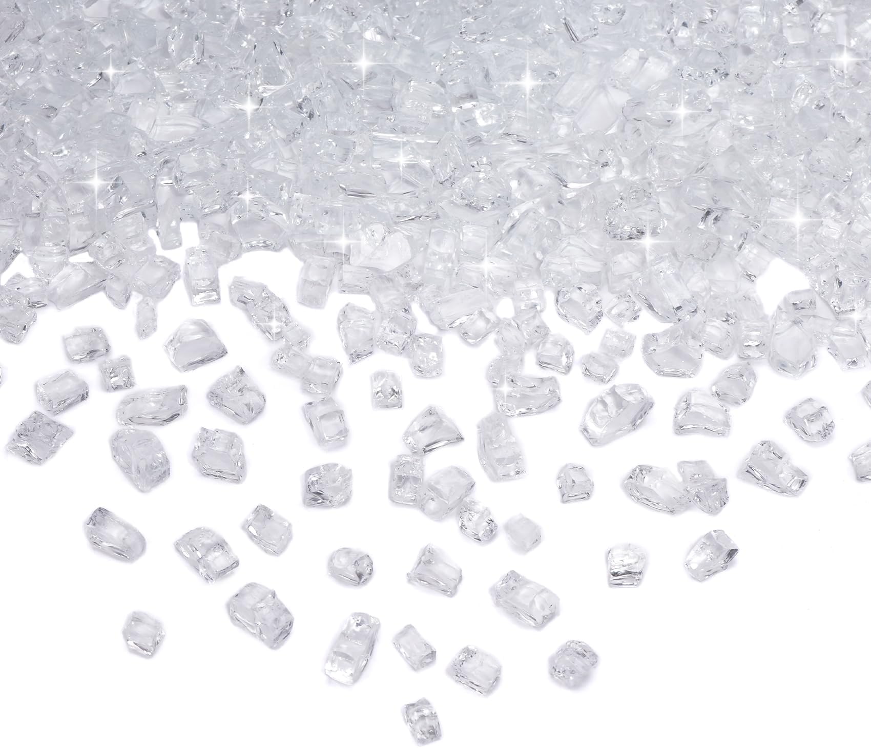 Skyflame High Luster 10-Pound Regular Fire Glass for Fire Pit Fireplace Garden Landscaping Platinum 1/4" Size