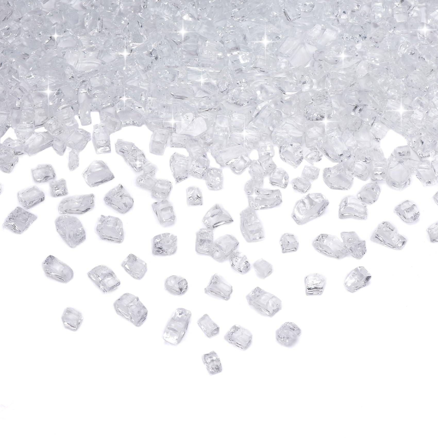 Skyflame High Luster 10-Pound Regular Fire Glass for Fire Pit Fireplace Garden Landscaping Platinum 1/4" Size