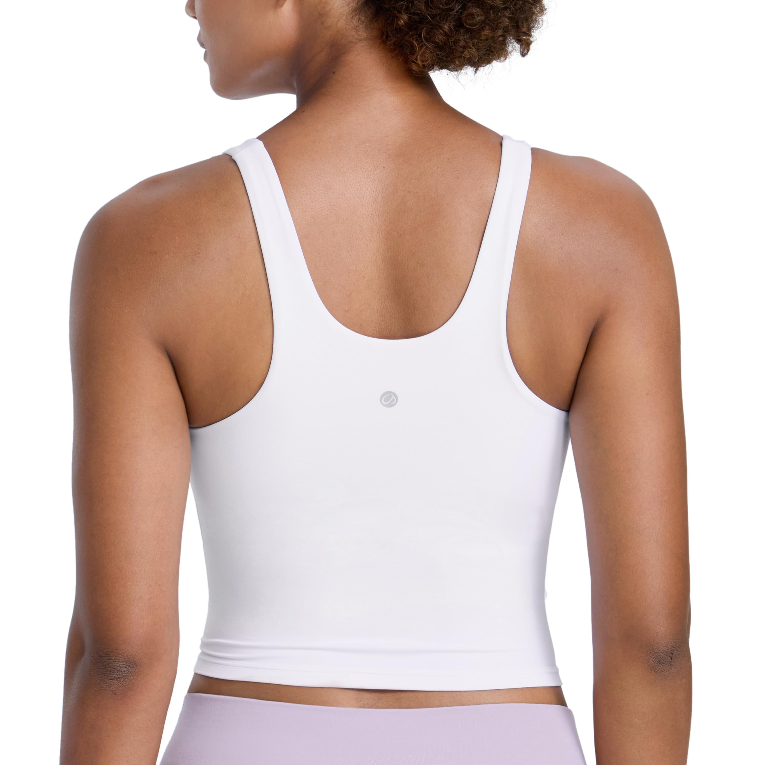 CRZ YOGA Womens Butterlift Racerback Longline Sports Bra U Neck Pilates Tank Stretch Workout Yoga Crop Top with Built in Pads White 8