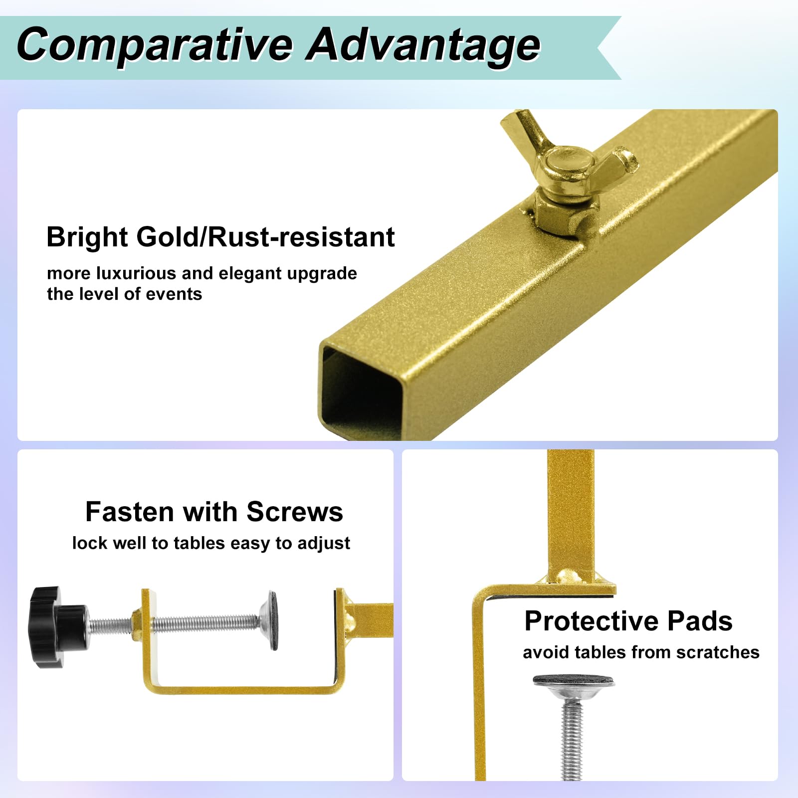 Over The Table Rod Stand With Clamps JUMKAIF - Adjustable Gold Metal ...