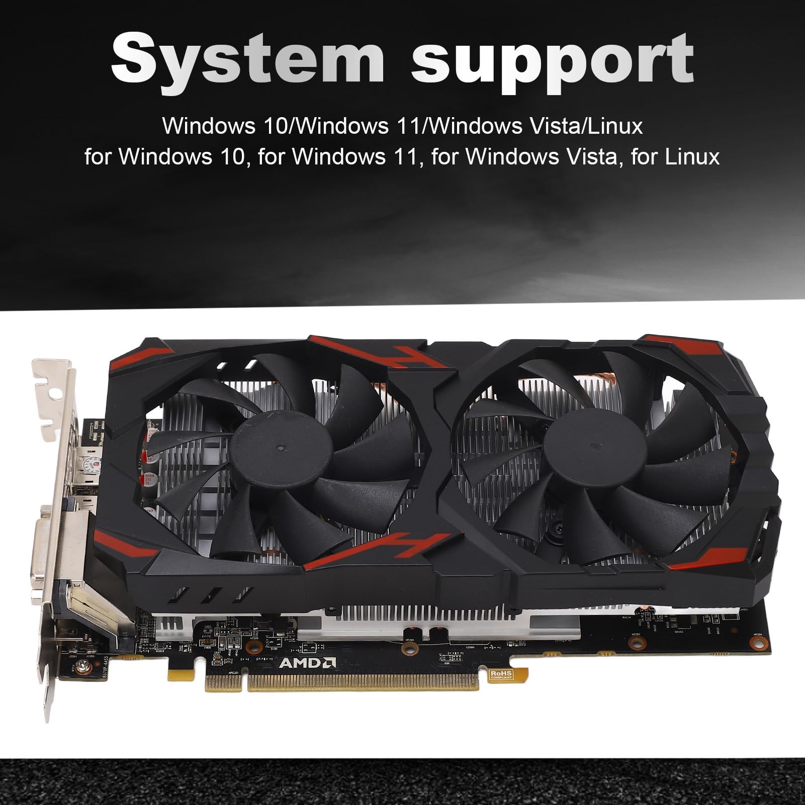 580 8GB, Tarjeta Gráfica 580 8GB 256BIT Schede Grafiche per Giochi per Computer Scheda Grafica per PC da Gioco Scheda Grafica Plug and Play Silenziosa con Doppie Ventole