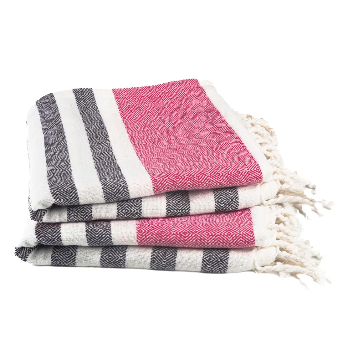 9Threads Cotton Turkish Beach Towel with Towels Oversized 36"x72" Pool Absorbent Extra Large Quick Dry Sand Travel Towel (Rosé Obsidian, 2 Pack)