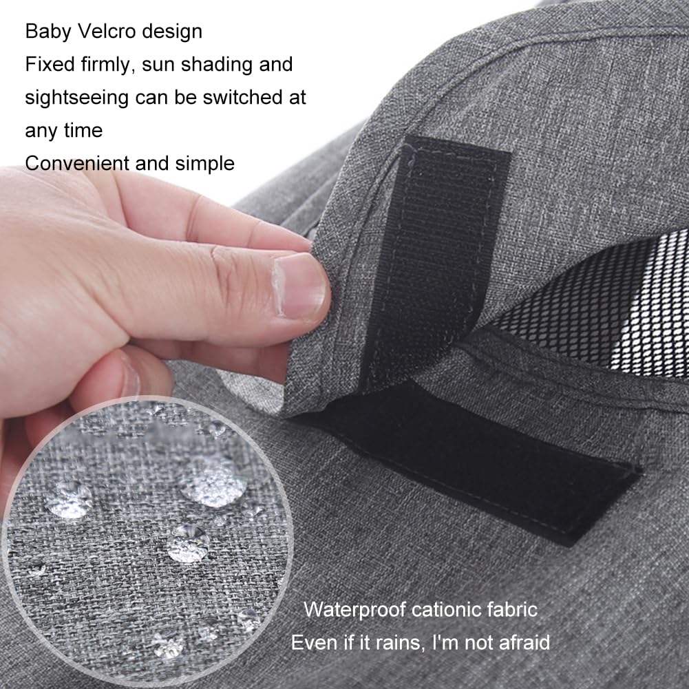 Parasole per Passeggino, Parasole Passeggino Universale,Universale Regolabile UV 50+, Regolabile Parasole universale passeggino con Lucernario, telo parasole per carrozzina e passeggino, Grigio