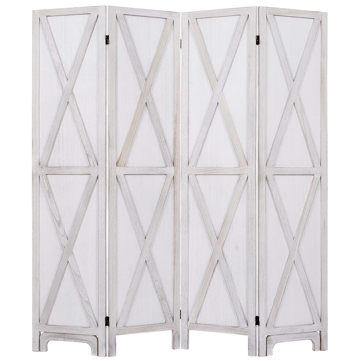 RHF 5.7 Ft.Tall Room Divider with Stand,16" Each Panel,Rustic X Folding Privacy Screens,Heavy