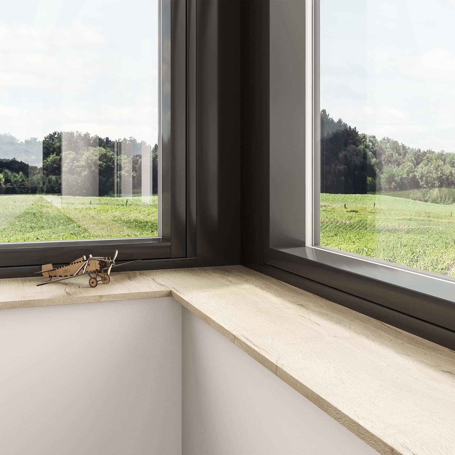 studioLINE MDF-Innenfensterbank nach Maß - 1,8 cm stark, melaminbeschichtet, mit ABS-Kante - Made in Germany - individueller Zuschnitt (Basalt Grau, T x L | 15 x 200 cm)