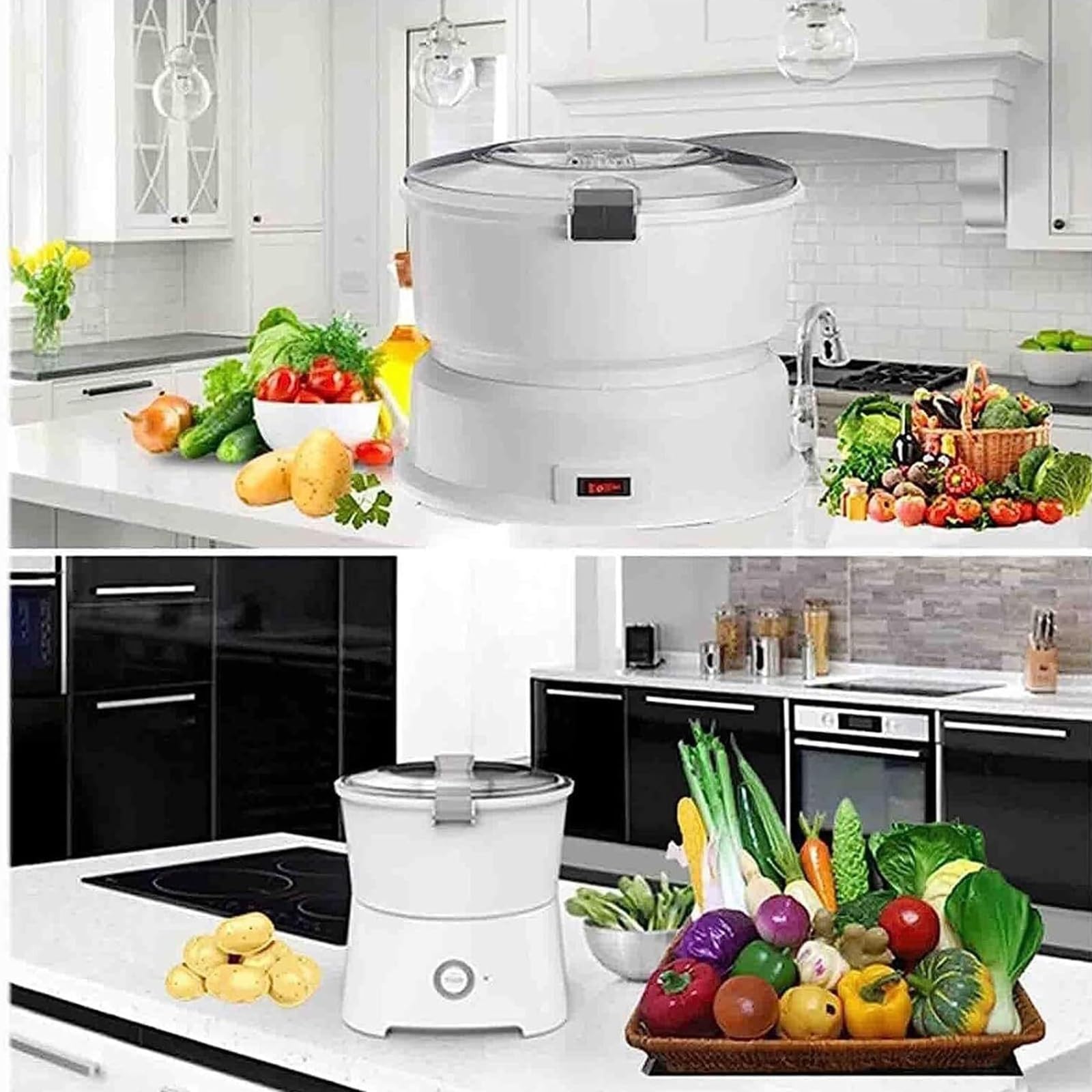 Pelador rotatorio automático, pelador de Patatas eléctrico, secador de Verduras, pelado rápido, operación de un Toque, deshidratador de ensaladas, pelador de Verduras multifunción(P01)