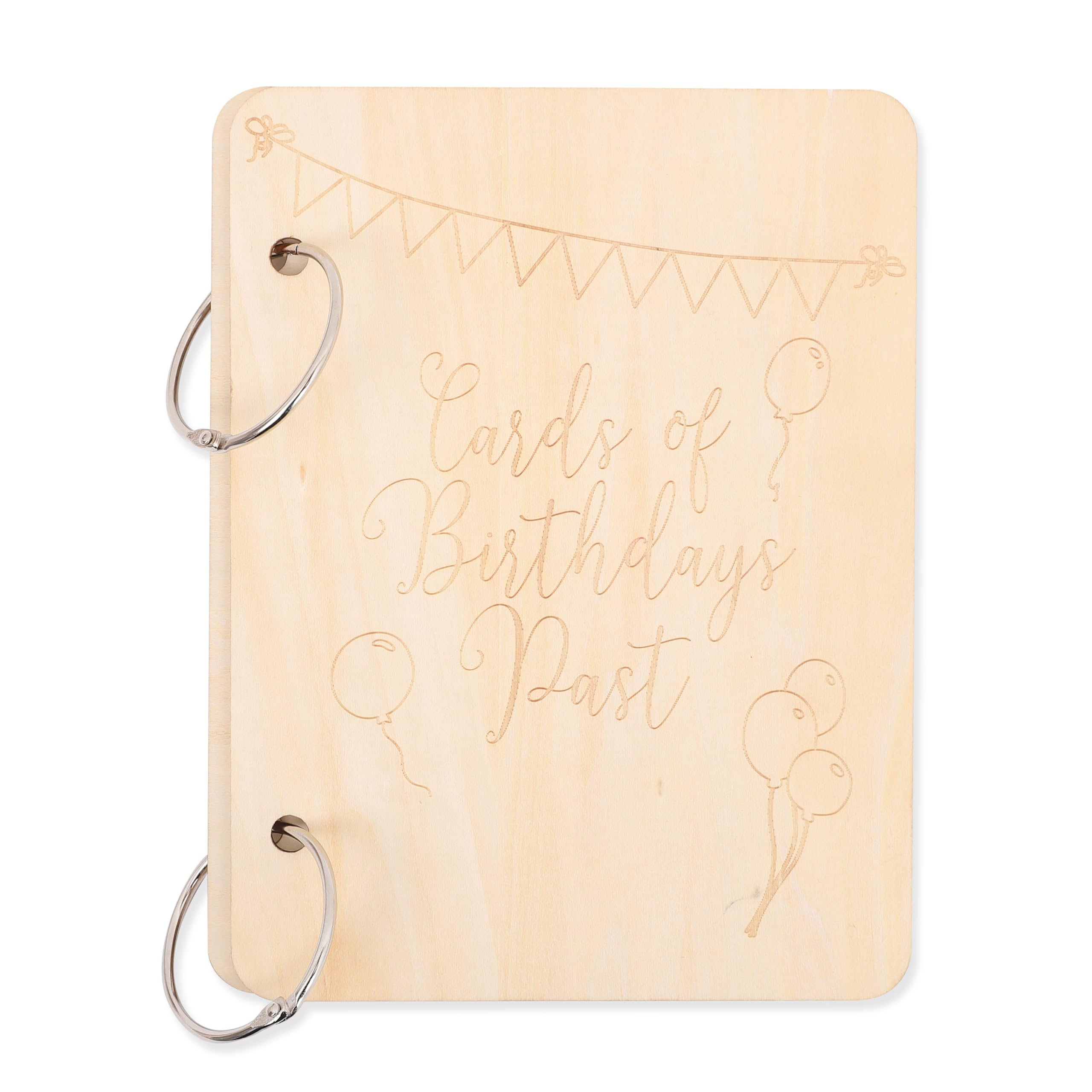 Wood Birthday Greeting Card Holder - Cards Of Birthday Past Keeper,Wooden Cover With Metal Binder,Keepsake Book Album Display Organizer,Birthday Card Postcard Photo Storage
