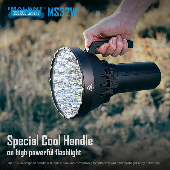 IMALENT MS32 Rechargeable LED Flashlight 200,000 Lumens, High Lumen Output with Powerful Illumination, Long Range 1618M, Bright Outdoor Flashlight for Camping, Emergency, Search Use (Warm Light)